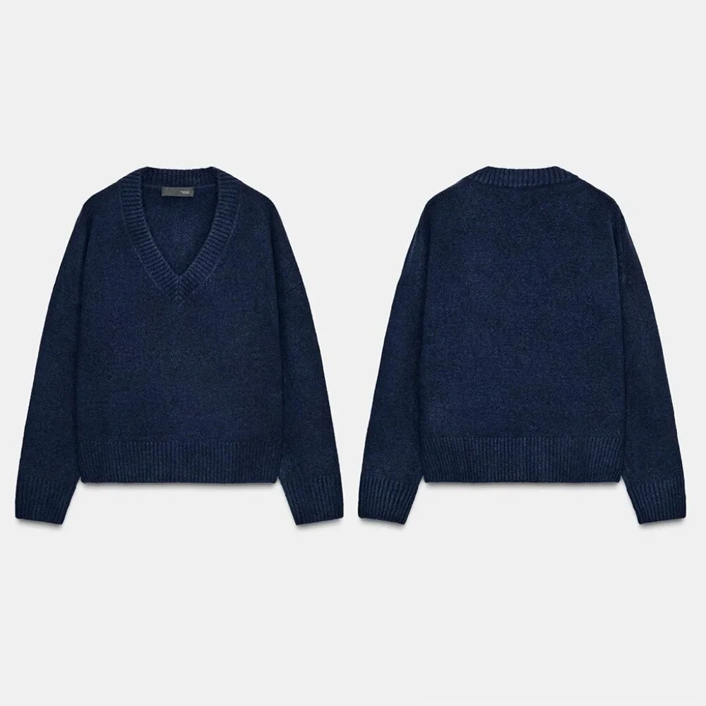 NEW ZARA soft knit v-neck sweater 2142 - Picture 2 of 3